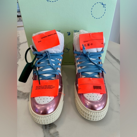 Off-White 3.0 Off Court Mirror Pink High Top Sneakers - Picture 3 of 10